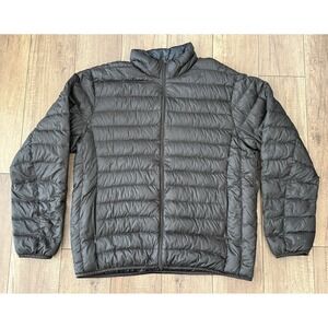 Uniqlo Men's Dark Brown Light Down Puffer Jacket Sz XL Hooded Packable w/Bag